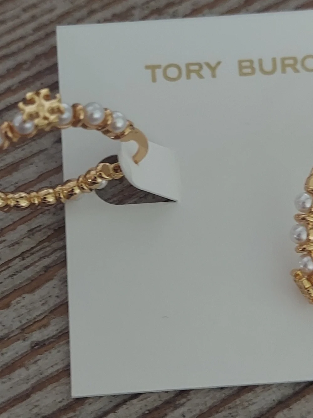 Tory Burch Gold Hoop Earrings with Pearl Accents